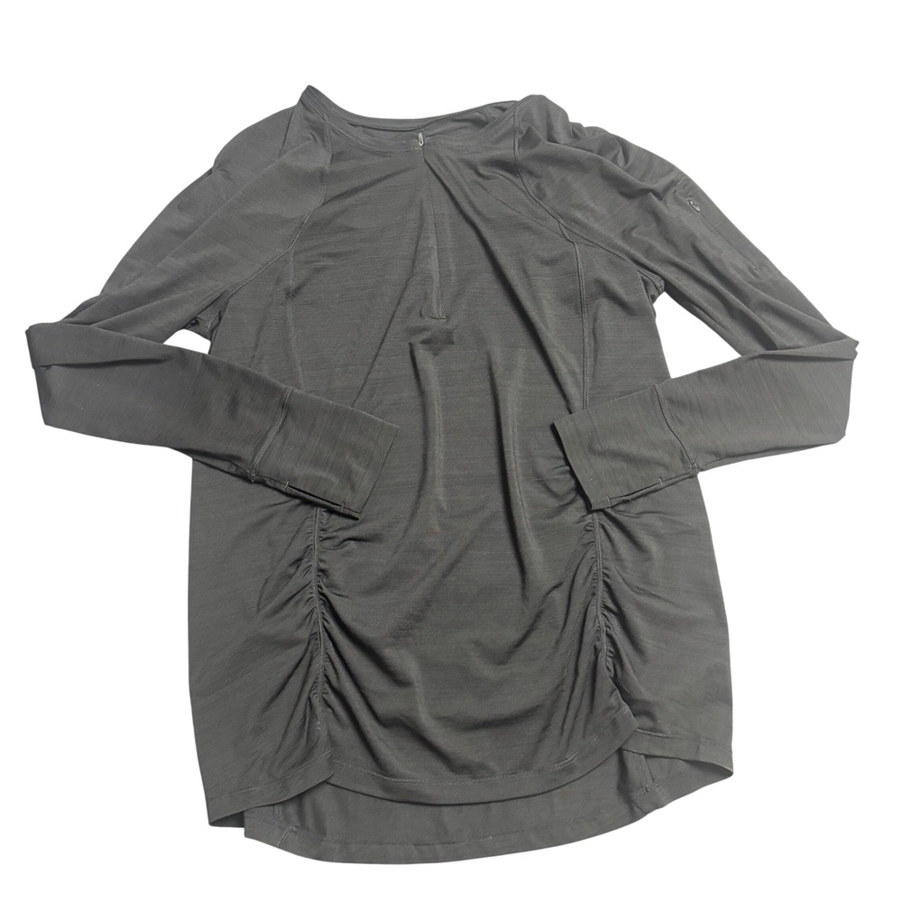 Athleta Womens XL Black Pacifica Contoured Long Sleeve Quarter Zip Running Top